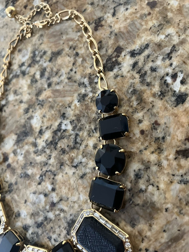 Kate Spade Jackpot Jewels Black Stone Crystal Gold Chain Statement Necklace - Picture 10 of 16