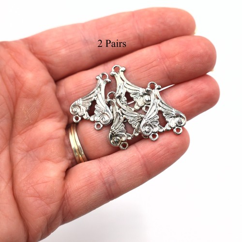 Vintage Silver Color Chandelier Earring Pendants (Available In 2 Options) (MP63) - Picture 7 of 11