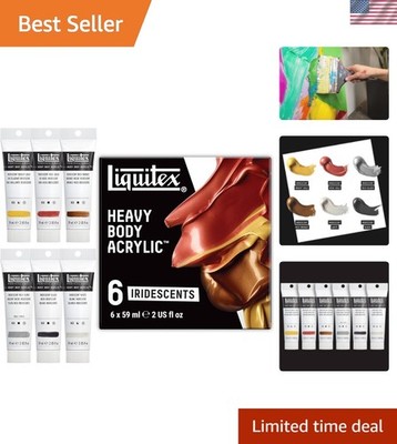 6 x 59ml Heavy Body Acrylic Paint Set - Vibrant Iridescent Colors for Fine Art