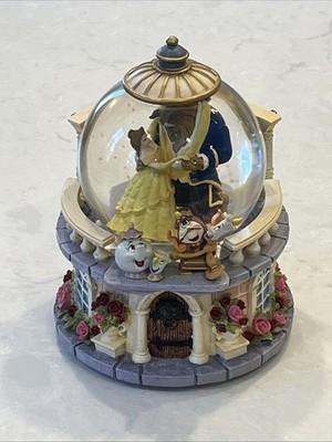 1991 Disney Tune Beauty & The Beast Rose Garden Snow Water Globe Musical No Box