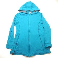 Moosejaw Bamboo Knit Full Zip Hoodie Jacket Teal Blue Women's Large USA Made