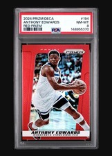 PSA 8: 2024 Prizm Deca - Anthony Edwards Red Prizm /199 #194 Timberwolves