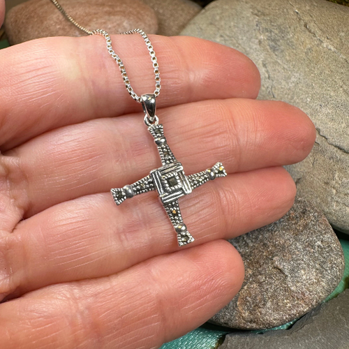 Saint Brigid's Cross Anhänger 925 Markasit Irish Cross Halskette mit GRATIS KETTE - Bild 3 von 8