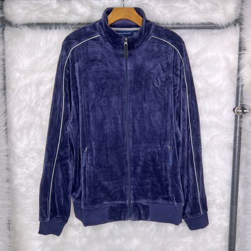 John Ashford Herren Velour Trainingsanzug Vintage Y2K Größe L Blau Jacke Hose Set - Bild 2 von 12