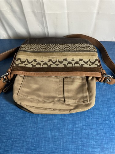 Bolso Hobo Coach F11528 Y2K Signature C de Lona y Cuero Marrón a Rayas De Colección - Imagen 14 de 19