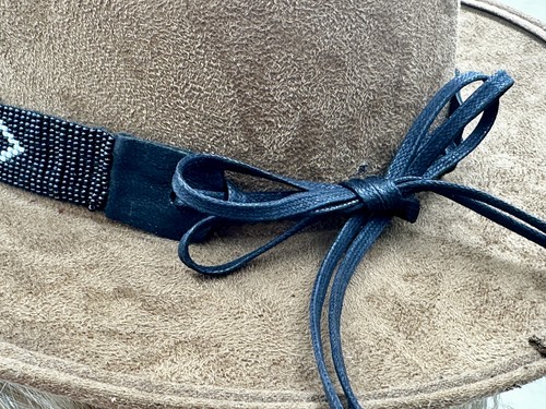 Handmade beaded Black Cyan Blue Cowboy Rhodeo style Hatband - Picture 3 of 5