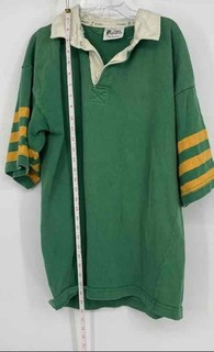 Vintage Halbro Mens Green Short Sleeve Collared Rugby #17 Polo Shirt Size XL