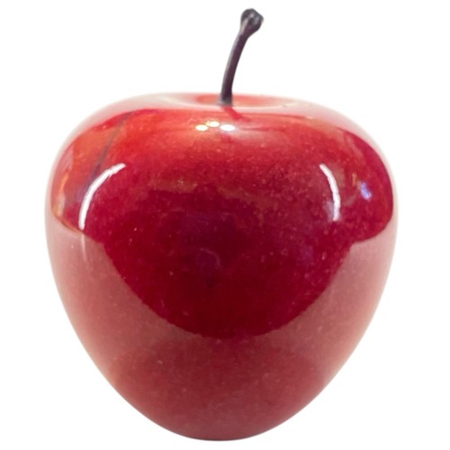 Figurine presse papier art verre pomme rouge fruit avec tige 3,5 pouces réaliste - Photo 7/7