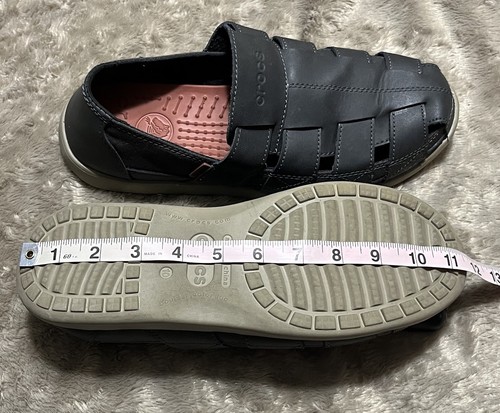 Crocs Santa Cruz Fisherman Sandals Shoes Brown Leather 14394 Mens Size 10 - Picture 18 of 20