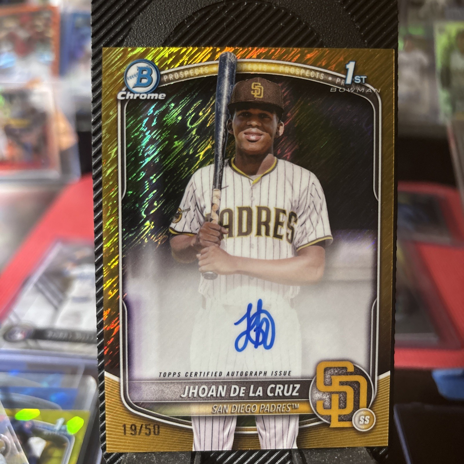 2025 Bowman Chrome -  Jhoan De La Cruz #CPA-JDL Gold Shimmer Refractor Auto /50 