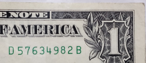 Billete de $1 elegante número de serie escalera dispersa VERDADERA 🪜 dígitos 2-9 - D 57634982 B - Imagen 1 de 3