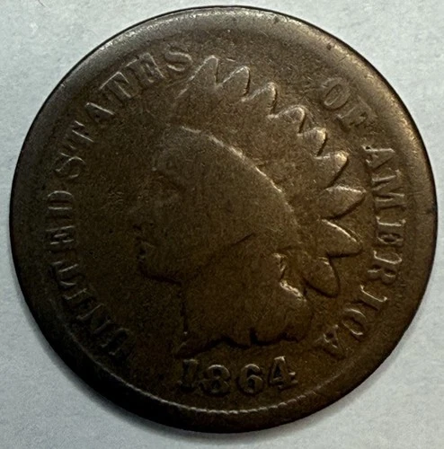 1864 L on Ribbon Indian Head Cent Pointed Bust Exact Coin Imaged #IND402