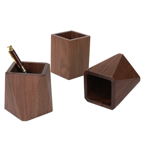 Black Walnut Wooden Pencil Box, Multiple-Use Desk Writing Stationary Organize... - Picture 8 of 8