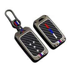Carbon Fiber Pattern 4 Button Key Fob Cover Fit for Honda Black-4 Button A
