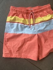 Wonder Nation Kids Size 10-12 Coral Striped Swim Trunks / Bathing Suit Shorts