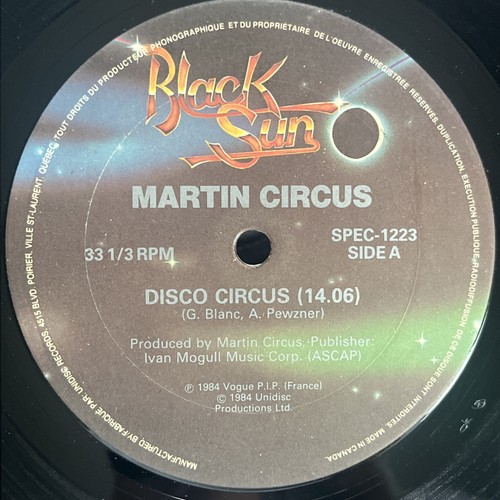 Disco Martin Circus – Disco Circus 12" (19xx) Unidisc