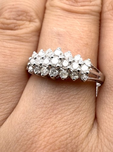 9ct White Gold Diamond Ring White Gold Real Natural Diamond Cluster Ring For Her - Picture 16 of 24