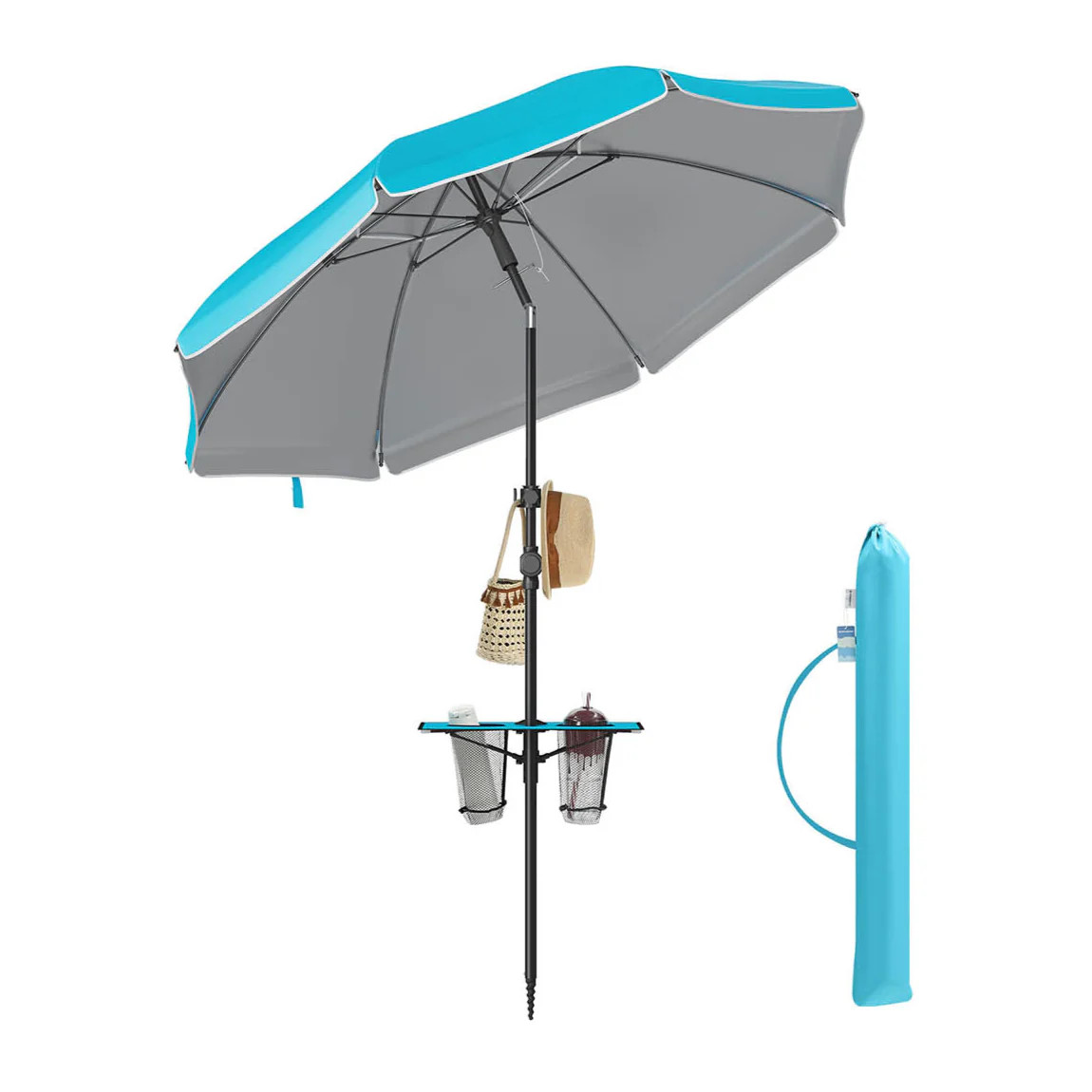 Parasol inclinable de qualité supérieure UPF 50+ mât alu et tablette