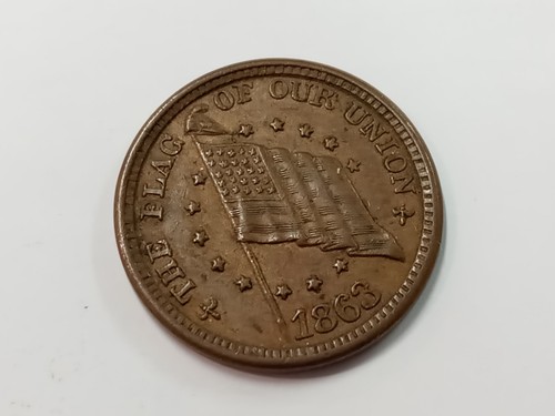 1863 Civil War Token - The Flag of Our Union - Shoot Him on the Spot DIX