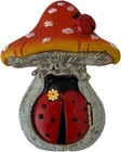 Fairy House Ladybird Mushroom x2 Garden Wall Sculpture Decorative Ornament 12cm
