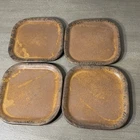 4 Vintage Nelson McCoy Square Dinner Plate Canyon Mesa USA Rustic Brown Pottery