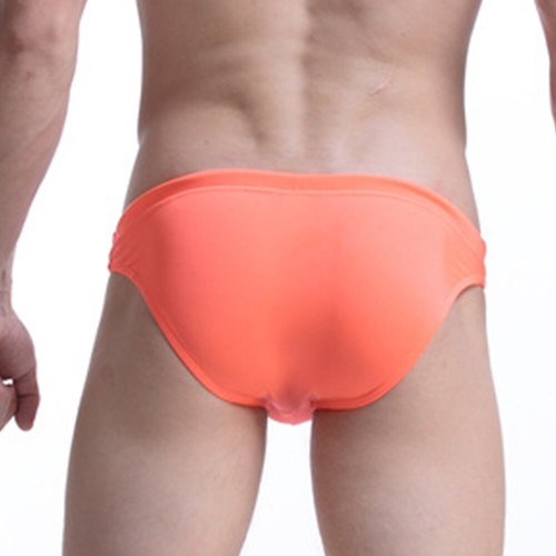 Men Solid Color Drawstring Sexy Low-Waist Bikini-Briefs Swimwear Swimming Trunk - Picture 14 of 33