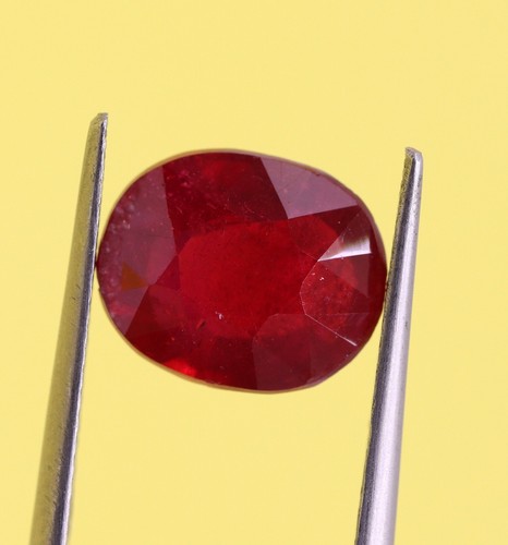 4.49 Ct Natural Loose Red Ruby 10 x 8 mm Oval Cut Faceted Thailand Gemstone - Picture 2 of 18