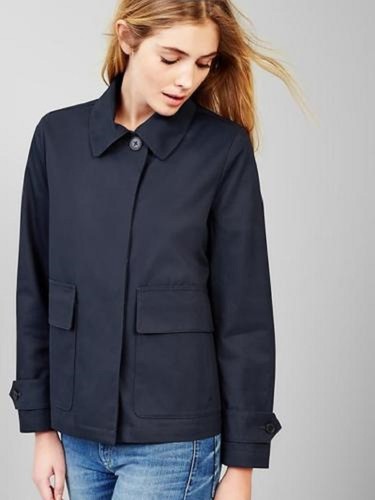 Giubbino Gap Nuovo Donna Mac Corto Da Blu Giacca Nwts Impermeabile Navy Classico BrTvqBWF