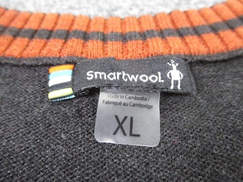 Smartwool Sweater Mens XL Black Striped Wool Hiking Camping Outdoors Pullover - Picture 6 of 9