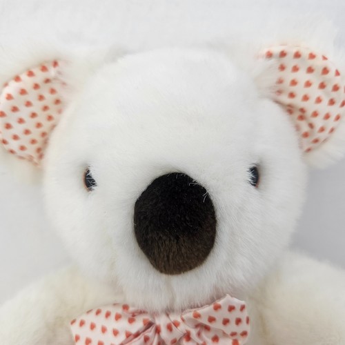 Vintage 1987 Applause Koala Plush White Red Hearts Bow Paws Ears Stuffed Animal - Picture 2 of 11