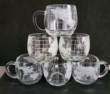 Vintage NESTLE NESCAFE Colonial Cupboard WORLD GLOBE Set of 6 Mugs Excellent