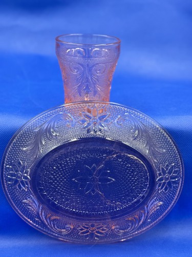 Plato de aperitivo o postre Indiana Glass Peach Tiara - 8 piezas - 4 vasos y platos - Imagen 5 de 9