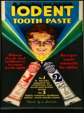Iodent Tooth Paste 9" x 12" Metal Sign