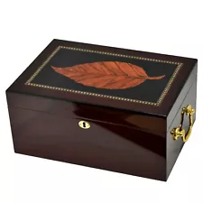 Cedar Cigar Humidor + Humidifer + Hygrometer in High Gloss Maple Wood HUM-100TY