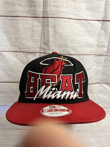 Miami Heat Hat Cap New Era Snap Back Black One Size 9Fifty NBA HWC Basketball - Picture 1 of 5