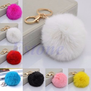 Rabbit-Fur-Ball-PomPom-Cell-Phone-Car-Keychain-Pendant-Handbag-Charm-Key-Ring