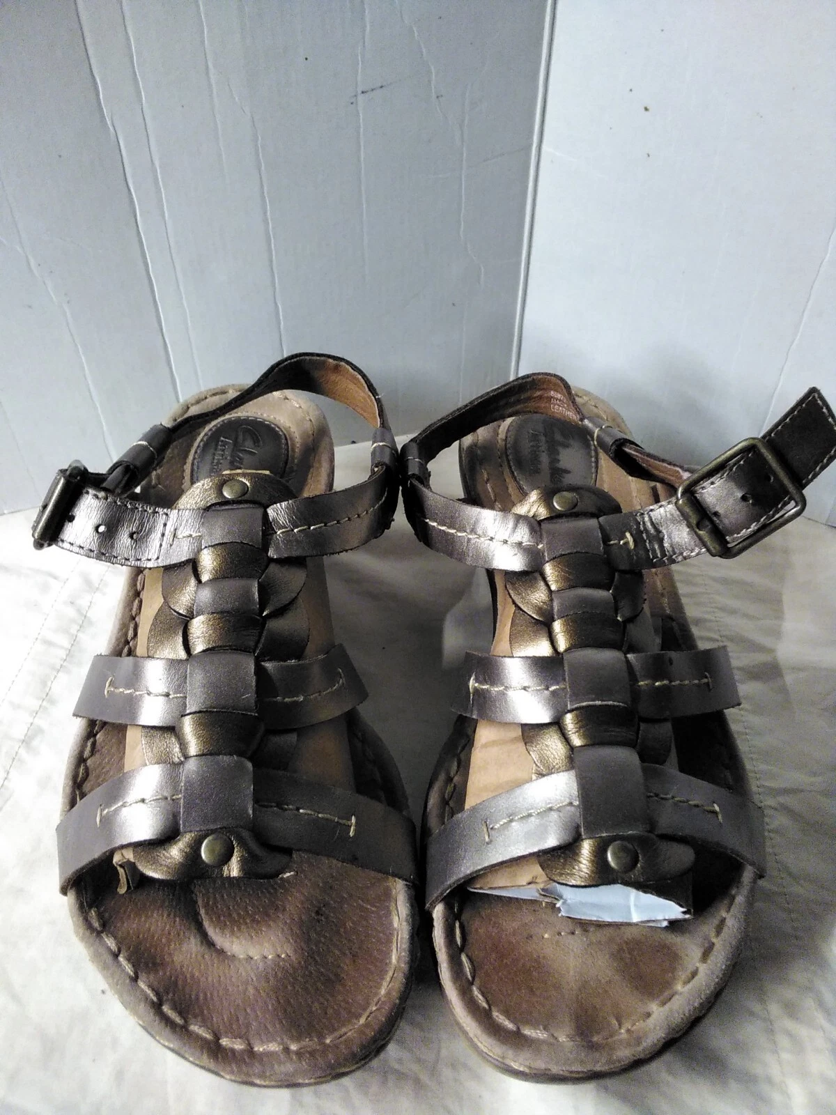 Sandali Clarks Artisan Peep Toe Strappy 60871 in pelle oro misura 7 5 M