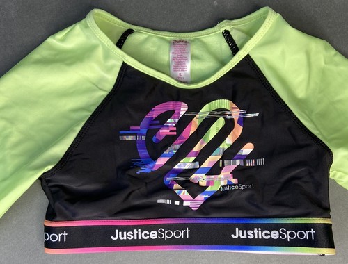 Justice Sport Swim Crop Top Long Sleeve Shirt Girl's Size Small 7/8 - Picture 4 of 13