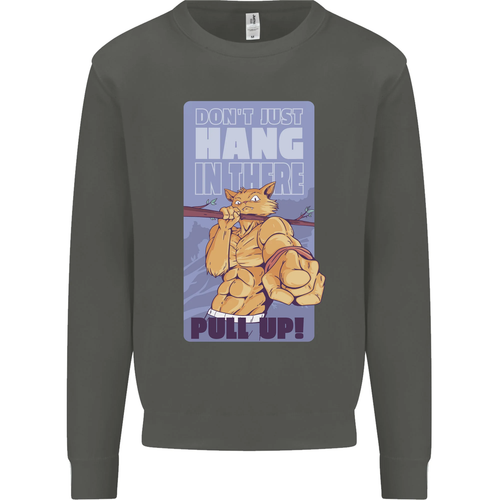 Pull Up Funny Cat Gym Training Kids Sweatshirt Jumper - Picture 38 of 97
