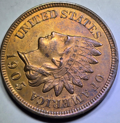 1905 Indian Head Penny MS Uncirculated Toned Princess! - Picture 3 of 4