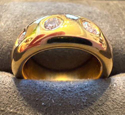 NEU Andiamo Italien 14k Gelbgold über Harz bündig Set CZ Ewigkeit Band Größe 5,5 - Bild 5 von 7