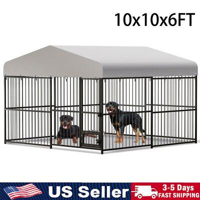 #ad #ad Heavy Duty Dog Kennel Pet Metal Playpen Large Animal Cage Outdoor 10x10x6FT $299.99