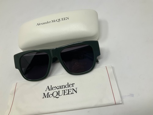 ALEXANDER McQUEEN AM0328S 003 Green Orange Print Grey Lens Square Sunglasses - Picture 5 of 15