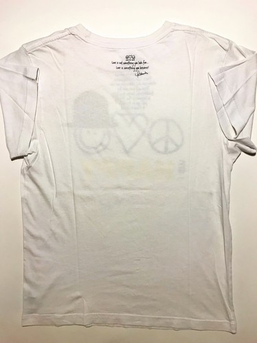 PEACE LOVE WORLD "I AM HAPPY" WHITE MENS GRAPHIC T-SHIRT SIZE: MEDIUM - Picture 4 of 5