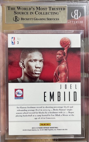 Joel Embiid Rookie Card 2013-14 Panini Intrigue Draft #3 BGS 9.5 W/10 Sub! SP - Picture 3 of 3