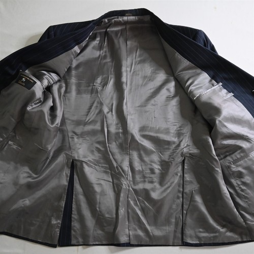 Hart Schaffner Marx 44S 38x28 Navy Blue Pinstriped Wool Mens Jacket Pants Suit - Picture 6 of 12