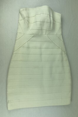 francesca's white mini dress Francescas Strapless Eggshell White Mini Dress Women's Medium Stretch  Scallop