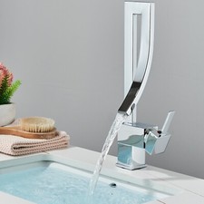 Chrome Waterfall Vanity Faucet Single Handle Bathroom Sink Basin Faucet 1 Hole