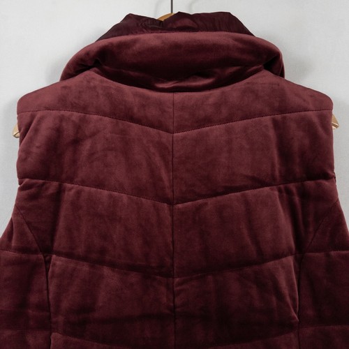 Chaleco Chico's Puffer Talla 2.5 EE. UU. 14 Rojo Oscuro Borgoña Reversible Terciopelo Nylon NUEVO - Imagen 4 de 8