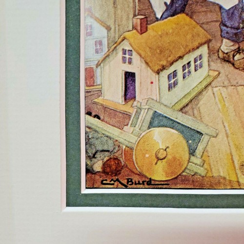 Litografía vintage original con ilustración de carga C M enmarañada y enmarcada - Imagen 3 de 7